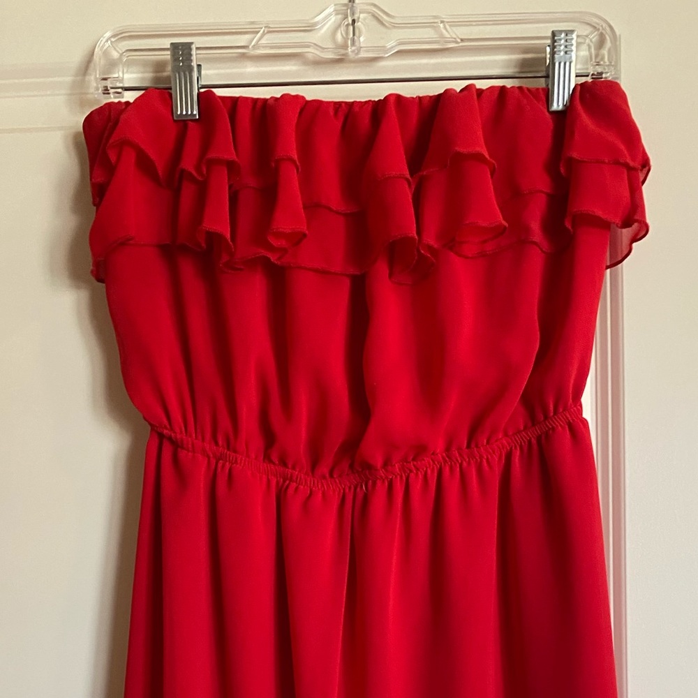Strapless red dress